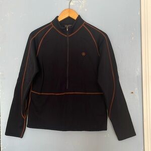 Ariat Half Zip Orange Stitching Fleece Lined Sweatshirt Jacket